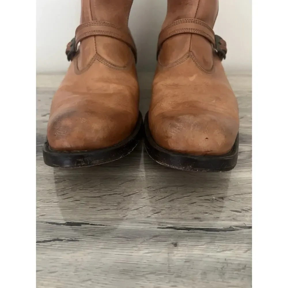 Dsquared2 Brown Vintage Leather Ankle Boots Dress Shoes Buckle Strap 46
